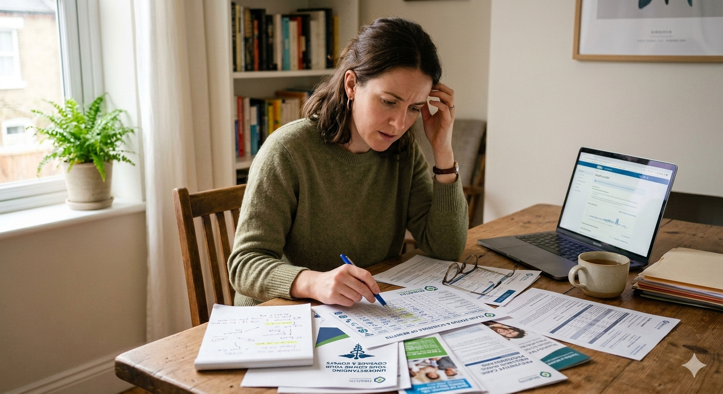 Person comparing health insurance plan options